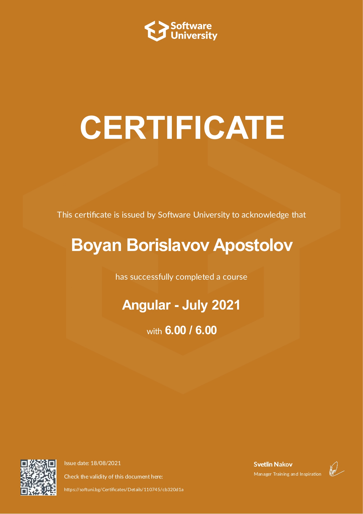 Angular Certificate Front