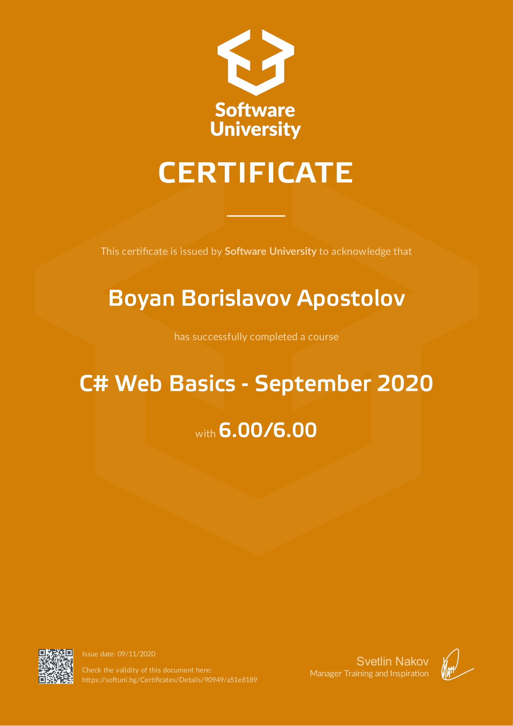 C# Web Certificate Front